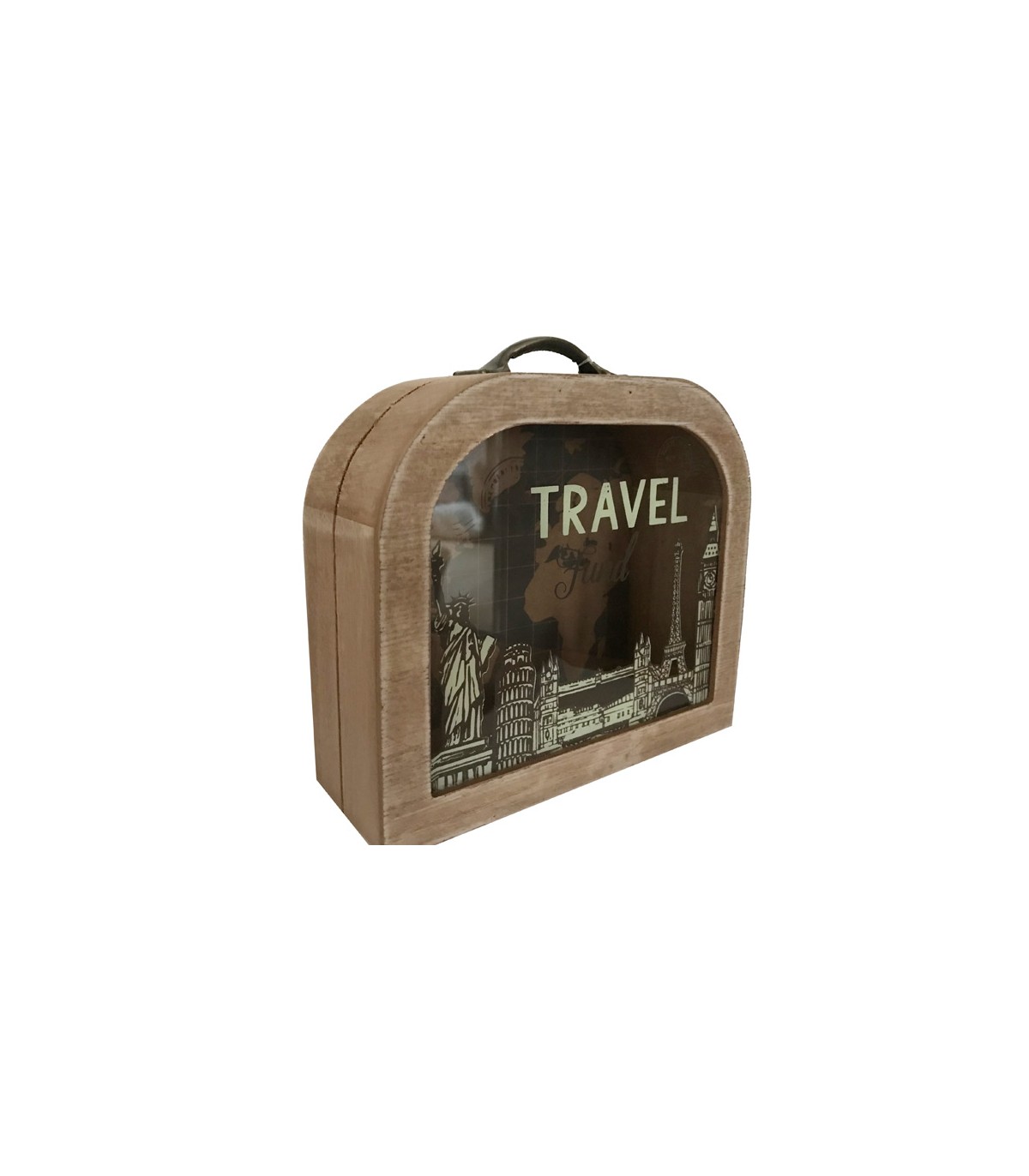 Tirelire ado Travel, tirelire originale en bois valisette