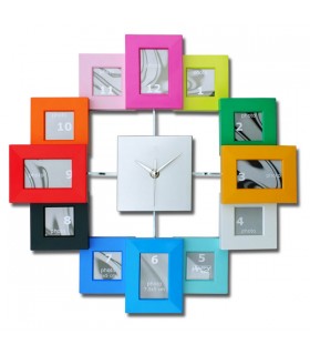 Horloge porte-photos multicolore